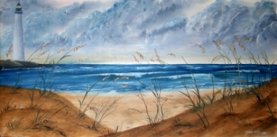 lighthouse oil original framed painting